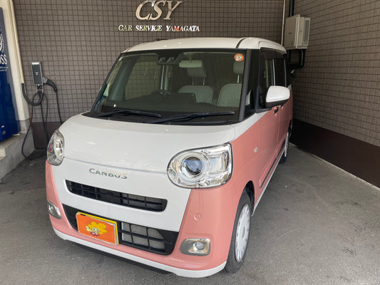【令和9年7月まで可能/４WD】ムーヴキャンバス　/ピンク・ホワイト　LA860S-0000355